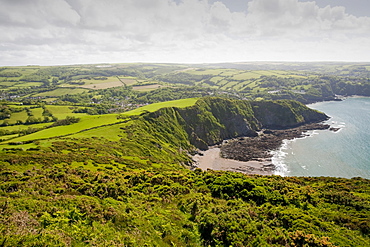 Combe Martin and surrounding countryside on the north Devon coast, Devon, England, United Kingdom, Europe