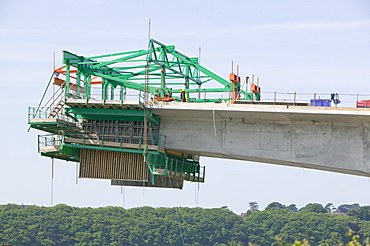 Bridge construction across the River Taw in Barnstaple, Devon, England, United Kingdom, Europe