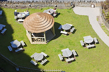 Picnic tables on the coast at Ilfracombe, Devon, England, United Kingdom, Europe