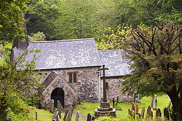 Culbone church, said to be the smallest in England, near Porlock Weir on the north Somerset coast, Somerset, England, United Kingdom, Europe