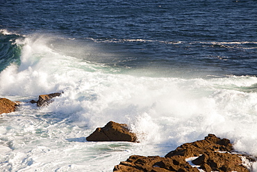 Waves coming ashore at Cape Cornwall, North Cornish Coast, England, United Kingdom, Europe