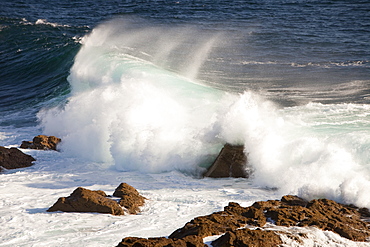 Waves coming ashore at Cape Cornwall, North Cornish Coast, England, United Kingdom, Europe