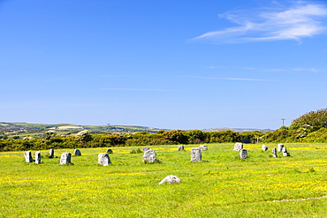 The Merry Maidens stone circle near Lamorna Cove in Cornwall, England, United Kingdom, Europe