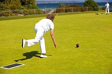 Playing bowls at Penzance in West Cornwall, England, United Kingdom, Europe