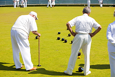 People playing bowls at Penzance in West Cornwall, England, United Kingdom, Europe