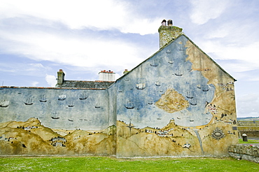 A mural on a building on St Michaels Mount, Marazion, Cornwall, England, United Kingdom, Europe