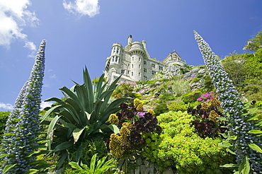 The gardens and the castle on St. Michaels Mount, Marazion, Cornwall, England, United Kingdom, Europe