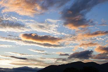 Clouds at sunset over Fairfield, Ambleside, Cumbria, England, United Kingdom, Europe