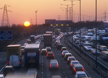 Rush hour traffic on the M60 near Manchester, England, United Kingdom, Europe