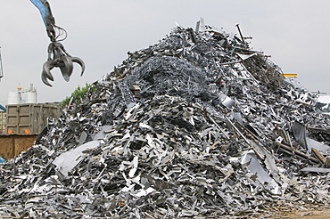 Scrap metal at a recycling plant in Blackburn, Lancashire, England, United Kingdom, Europe