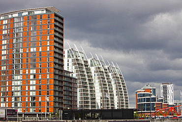 New apartment blocks at Salford Quays in Manchester, England, United Kingdom, Europe