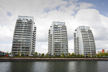 New apartment blocks at Salford Quays in Manchester, England, United Kingdom, Europe