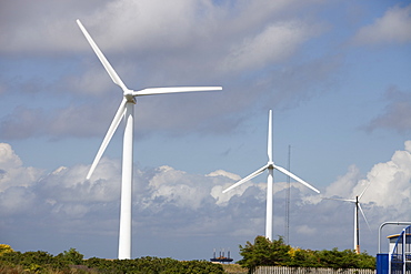 Wind turbines on the outskirts of Workington, Cumbria, England, United Kingdom, Europe