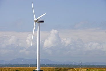 An onshore wind turbine on the outskirts of Workington, Cumbria, England, United Kingdom, Europe