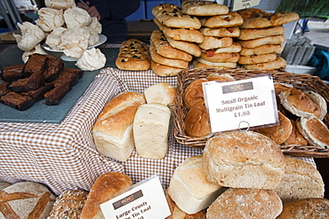 Bread on a farmers market in Kendal, Cumbria, England, United Kingdom, Europe