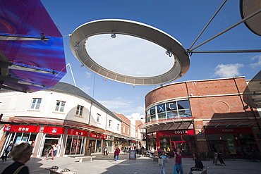 The newly refurbished pedestrian shopping precinct in Workington town centre, Cumbria, England, United Kingdom, Europe