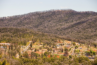 The centre of Marysville destroyed by the bush fires, it was one of the worst affected communities of the catastrophic 2009 Australian Bush Fires in the state of Victoria, Australia, Pacific