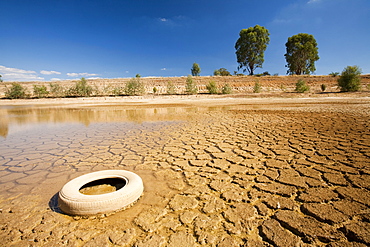 A farmers watering hole, almost dried up, on a farm near Shepperton, Victoria, Australia, Pacific