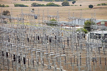 Electricity lines taking power from the Murray 1 power station, part of the Snow Mountains hydro electric scheme, New South Wales, Australia, Pacific