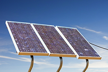 Solar panels used to generate electricity to power scientific equipment as part of a research project by scientists from Sydney University, in the Snowy Mountains, New South Wales, Australia, Pacific