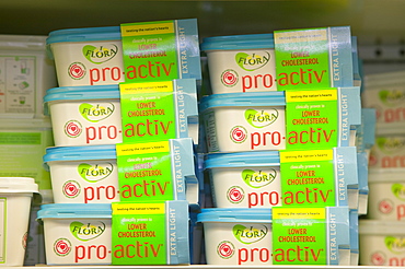 Margarine for sale on supermarket shelves, Cumbria, England, United Kingdom, Europe