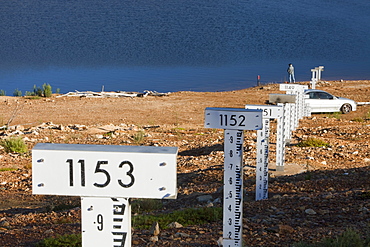 Lake Eucumbene in the Snowy Mountains has fallen to very low levels after 15 years of drought, New South Wales, Australia, Pacific