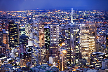 City at night from the viewing platform in the Eureka Tower, the highest viewing platform in the Southern hemisphere, Melbourne, Victoria, Australia, Pacific