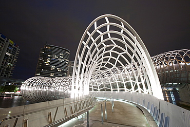 The Webb Bridge, a modern footbridge acorss the Yarra River in Melbourne, Victoria, Australia, Pacific.