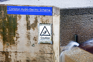 The intake for a small scale hydro electric scheme in the Copper Mines Valley above Coniston, Lake District, Cumbria, England, United Kingdom, Europe