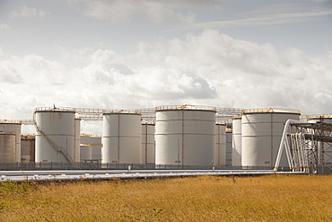 Oil storage depot on Teesside, England, United Kingdom, Europe