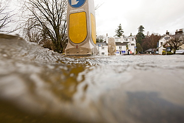 Buildings flooded out when Lake Windermere reached record levels in the flooding, Lake District, Cumbria, England, United Kingdom, Europe