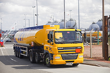 Petrol tankers at the Ineos oil refinery in Grangemouth, Scotland, United Kingdom, Europe