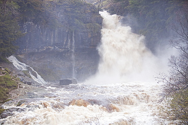 The River Doe in full flood above Ingleton in Lancashire, England, United Kingdom, Europe