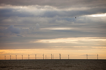 The Rhyl Flats offshore wind farm is situated about 7 Km off the North Wales coast, in Liverpool Bay, between Prestatyn and Rhyl, North Wales, United Kingdom, Europe