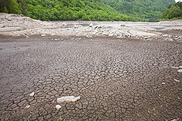 Thirlmere reservoir the day before a hosepipe ban came into effect in the North West, Lake District, Cumbria, England, United Kingdom, Europe