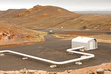 Capturing geothermal steam from boreholes to power the Reykjanes geothermal power station near Reykjavik in Iceland, Polar Regions