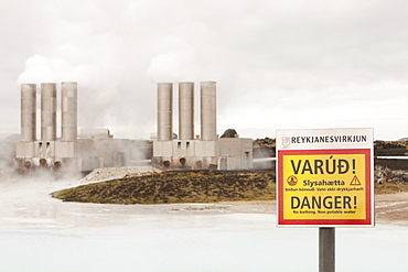 Capturing geothermal steam from boreholes to power the Reykjanes geothermal power station near Reykjavik in Iceland, Polar Regions