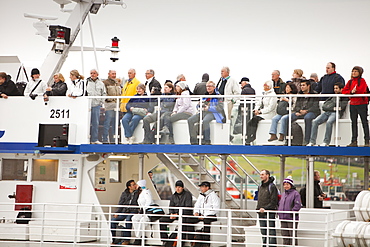 Tourists on a Whale watching boat in Reykjavik, Iceland, Polar Regions