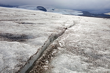 Meltwater on the Langjokull ice cap in Iceland, Polar Regions