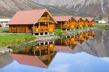 Timber chalets in Olafsfjorder in northern Iceland, Polar Regions