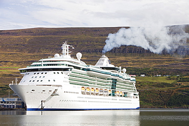 A massive cruise liner, The Jewel of the Seas, docked in Akureyri, Iceland, Polar Regions