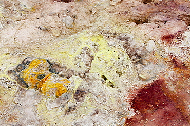 Sulphur deposits on geothermal ground at Leirhnjukur near Myvatn, Iceland, Polar Regions