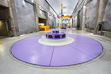 The turbine hall in the Fljotsdalur hydro power station, part of Karahnjukar, a massive new controversial hydro electricity project in North East Iceland, Polar Regions