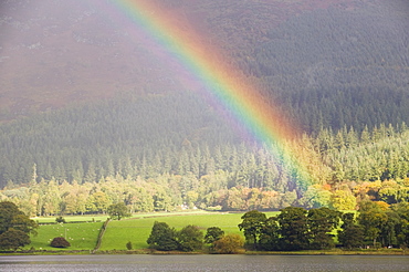 Rainbow over Bassenthwaite Lake in the Lake District, Cumbria, England, United Kingdom, Europe