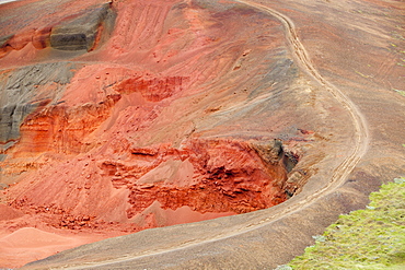 Excavating volcanic Scoria rock from the Seydisholar cone for road building material, near Selfoss, Iceland, Polar Regions