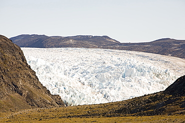 A glacier coming off the Greenland ice sheet near Camp Victor north of Ilulissat, Greenland, Polar Regions