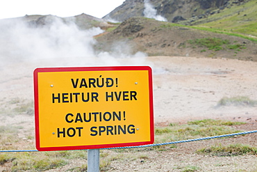 Hveragerdi on the Varma river is a geothermal hot spot, with steam rising from fumeroles in the middle of town, South West Iceland, Polar Regions