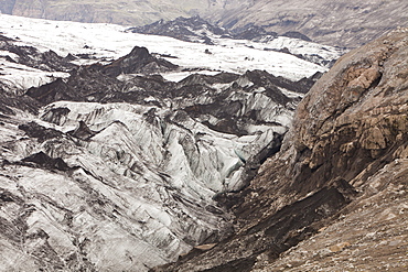 The snout of the Solheimajokull glacier on the Myrdalsjokull ice cap in Iceland, Polar Regions