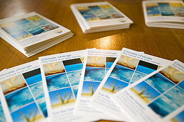 Leaflets about climate change, Cumbria, England, United Kingdom, Europe