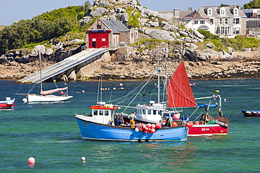 Boats in Hugh Town harbour, St. Mary's, Scilly Isles, United Kingdom, Europe